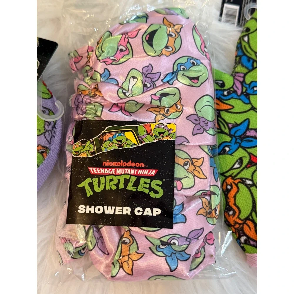 Teenage Mutant Ninja Turtles TMNT Bath Set Shower Cap Mitt Sponge 3pc New